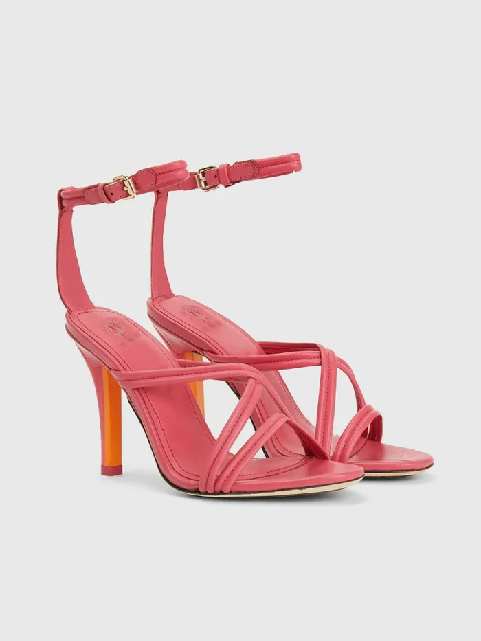Tommy Hilfiger Crest High Heel Strap Leather Sandals Pink Splendor Womens Sandals Sale Tommy Hilfiger Crest High Heel Strap Leather Sandals Pink Splendor Womens Sandals Sale