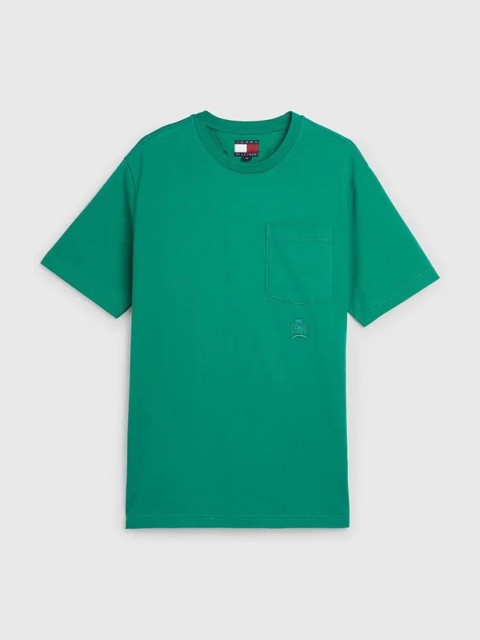 Tommy Hilfiger Crest Organic Cotton TShirt Verde Mens TShirts Fashion