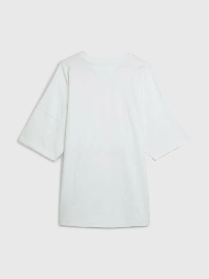 Tommy Hilfiger Crest Organic Cotton Varsity TShirt Optic White Mens TShirts Gift Ideas