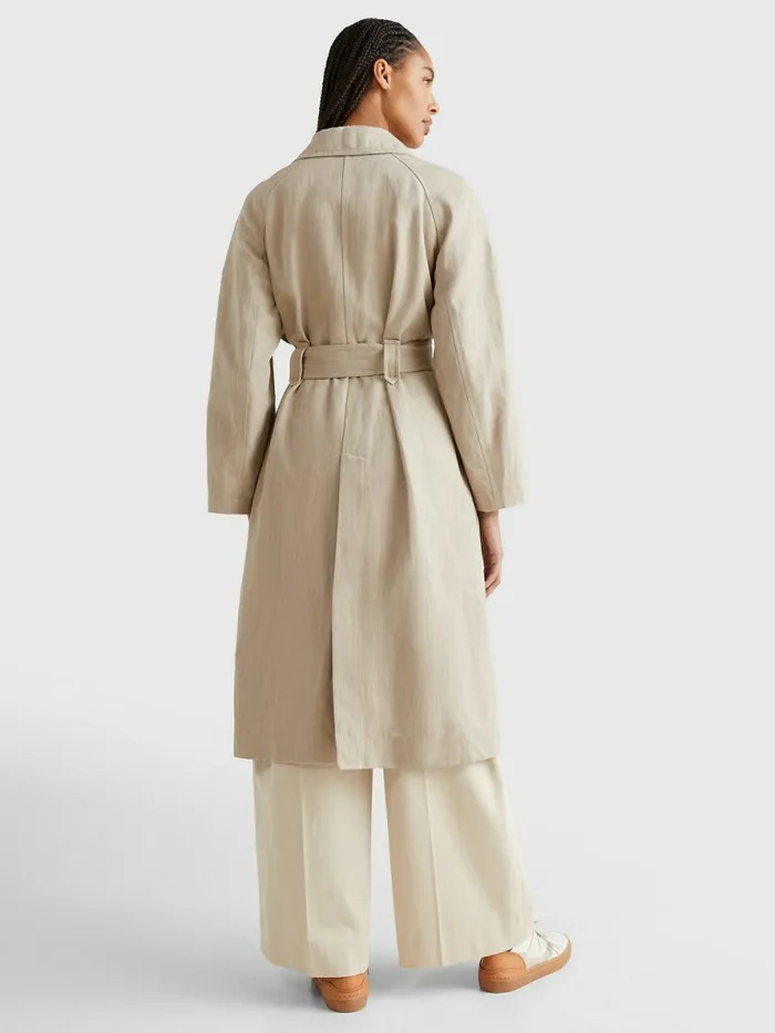 Tommy Hilfiger Crest Prep Relaxed Fit Chino Trench Beige Stone Womens Coats and Jackets Sale