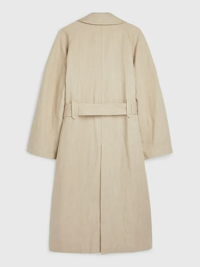 Tommy Hilfiger Crest Prep Relaxed Fit Chino Trench Beige Stone Womens Coats and Jackets Sale