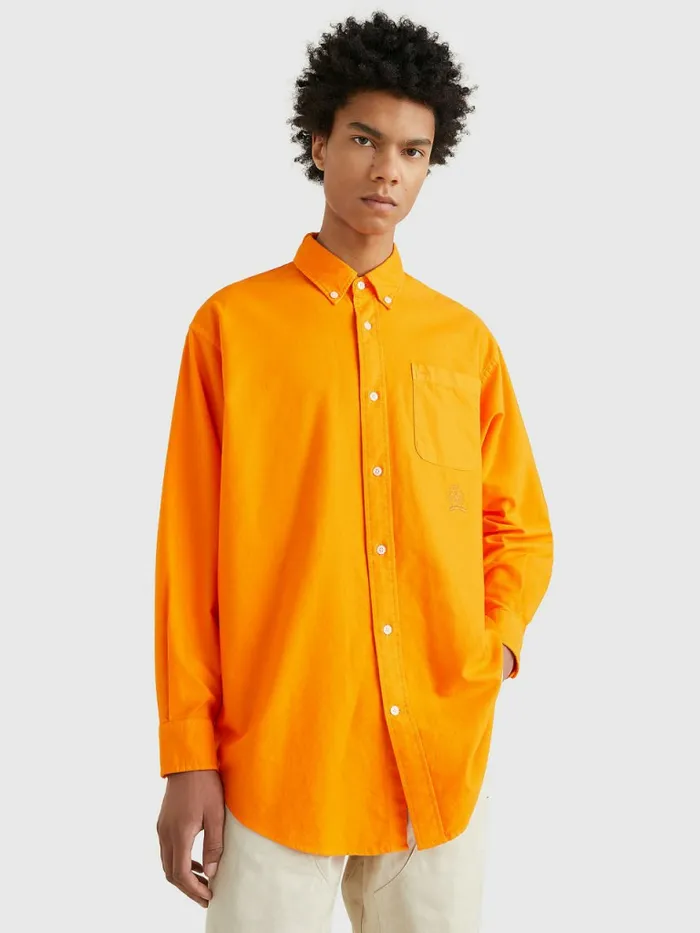 Tommy Hilfiger Crest Pure Cotton Oxford Shirt Hawaiian Orange Mens Shirts For Sale Tommy Hilfiger Crest Pure Cotton Oxford Shirt Hawaiian Orange Mens Shirts For Sale