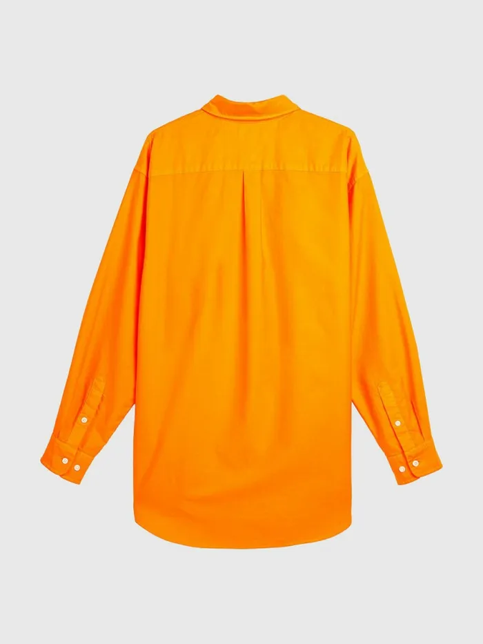 Tommy Hilfiger Crest Pure Cotton Oxford Shirt Hawaiian Orange Mens Shirts For Sale