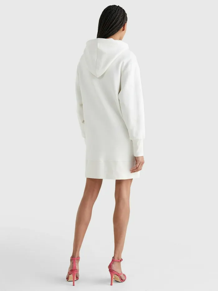 Tommy Hilfiger Crest Relaxed Fit Hoody Dress Ivory Womens Dresses and Jumpsuits Fashion