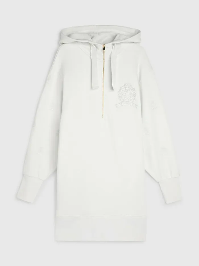 Tommy Hilfiger Crest Relaxed Fit Hoody Dress Ivory Womens Dresses and Jumpsuits Fashion