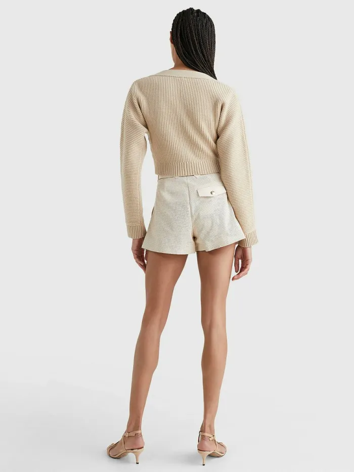 Tommy Hilfiger Crest Relaxed Wool Cashmere Cardigan Beige Stone Womens Knitwear Gift Ideas
