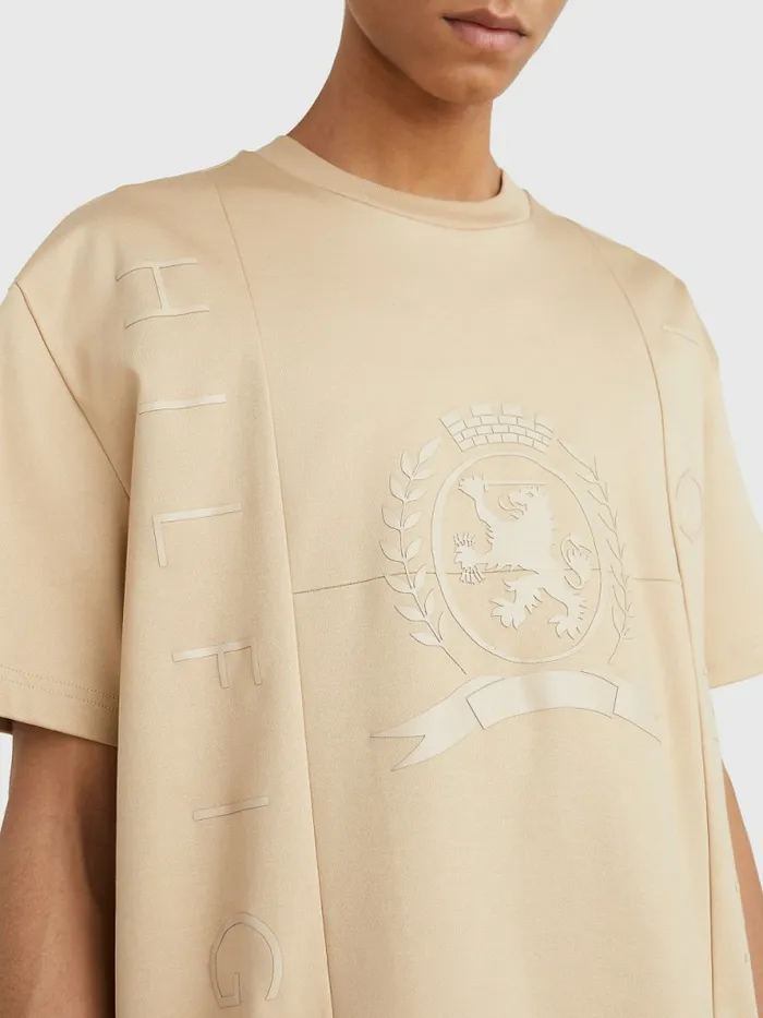 Tommy Hilfiger Crest Tonal Logo TShirt Gentle Gold Mens TShirts Near Me