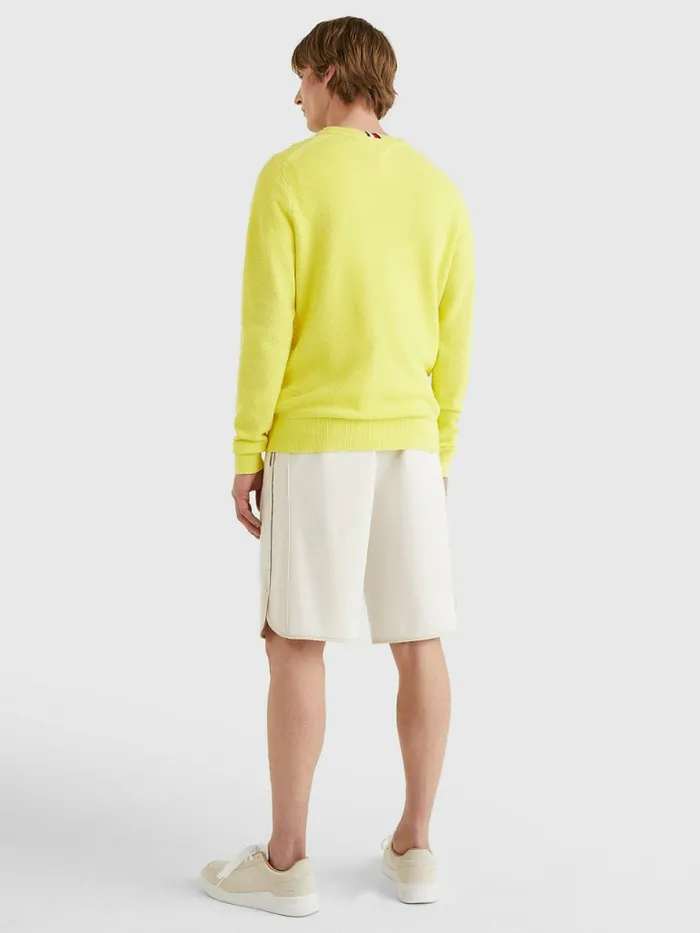Tommy Hilfiger Crew Neck Jumper Citrus Yellow Mens Knitwear On Sale