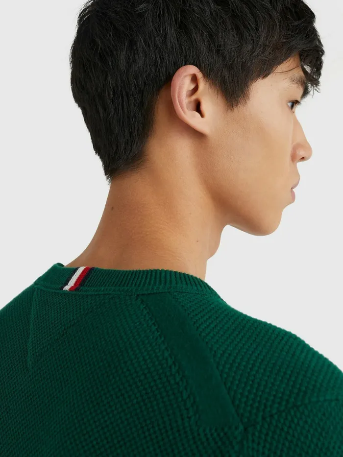 Tommy Hilfiger Crew Neck Jumper Darkened Emerald Mens Knitwear Gift Ideas