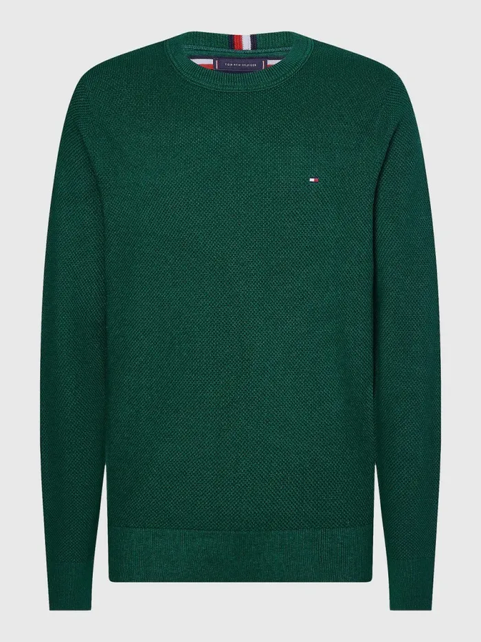 Tommy Hilfiger Crew Neck Jumper Darkened Emerald Mens Knitwear Gift Ideas