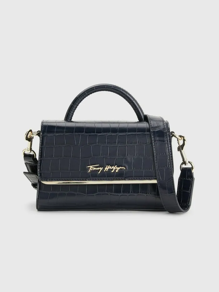 Tommy Hilfiger CrocoEffect Bar Bag Tommy Navy Croc Womens Bags Online