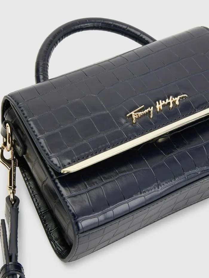Tommy Hilfiger CrocoEffect Bar Bag Tommy Navy Croc Womens Bags Online