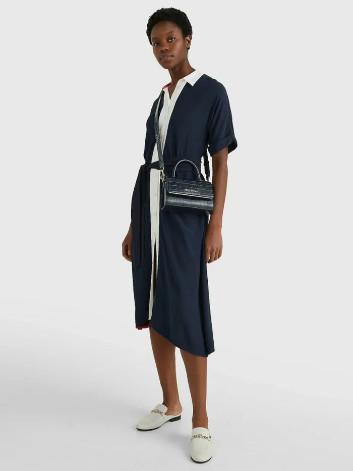 Tommy Hilfiger CrocoEffect Bar Bag Tommy Navy Croc Womens Bags Online
