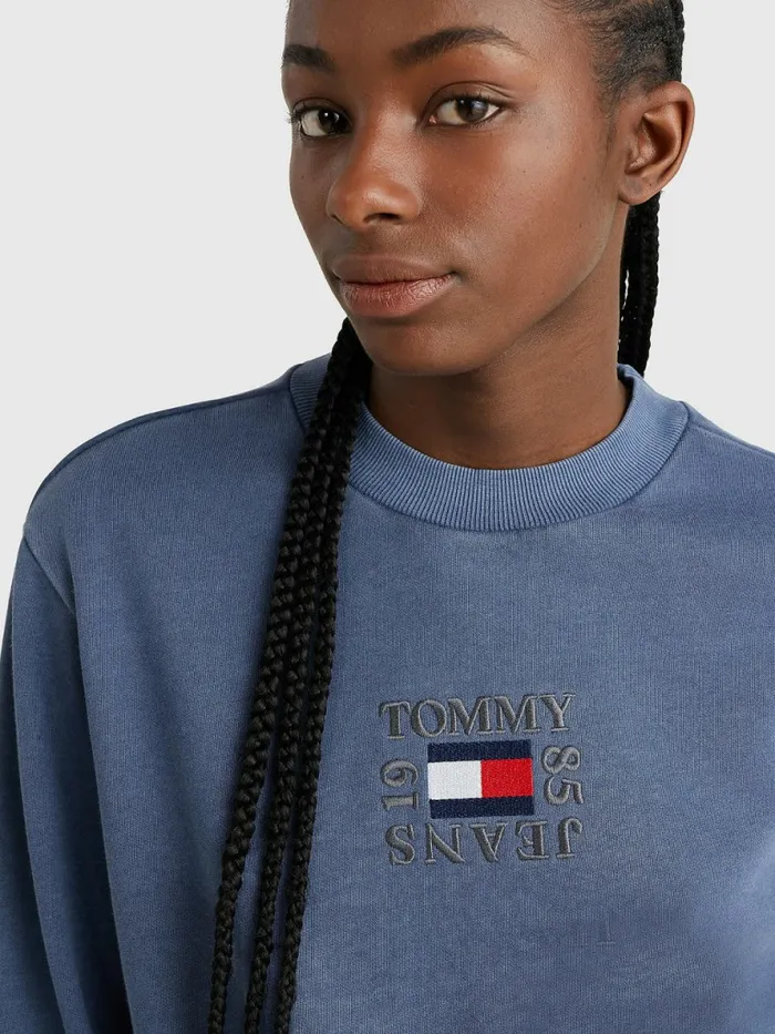 Tommy Hilfiger Cropped Logo Sweatshirt Twilight Navy Womens Sweatshirts and Hoodies Gift for Friend