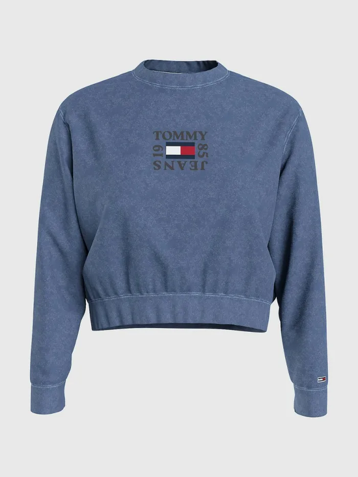 Tommy Hilfiger Cropped Logo Sweatshirt Twilight Navy Womens Sweatshirts and Hoodies Gift for Friend