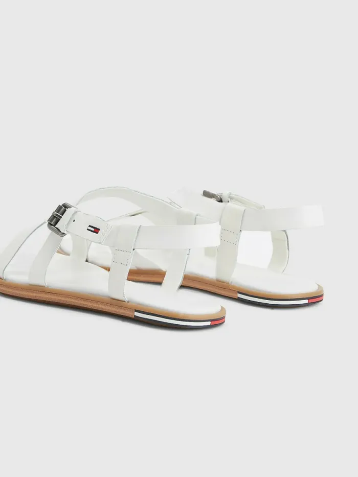 Tommy Hilfiger Crossover Straps Leather Sandals White Womens Sandals Casaul