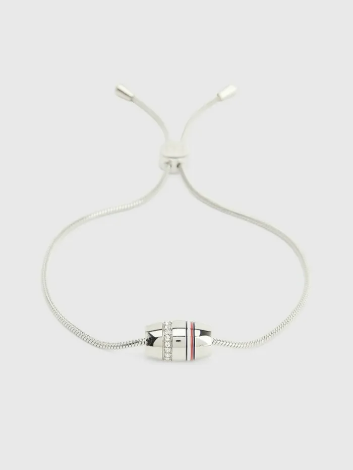 Tommy Hilfiger CrystalEmbellished Engraved Bracelet Silver Womens Jewellery