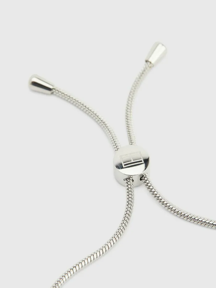 Tommy Hilfiger CrystalEmbellished Engraved Bracelet Silver Womens Jewellery