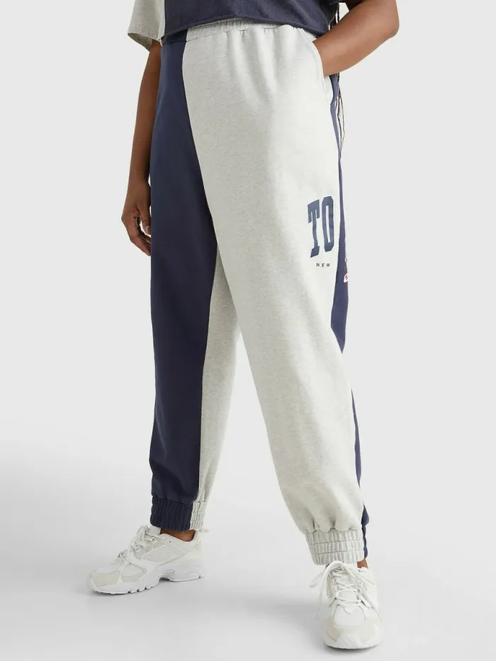 Tommy Hilfiger Curve ColourBlocked Relaxed Joggers Twilight NavyMulti Womens Trousers Tommy Hilfiger Curve ColourBlocked Relaxed Joggers Twilight NavyMulti Womens Trousers