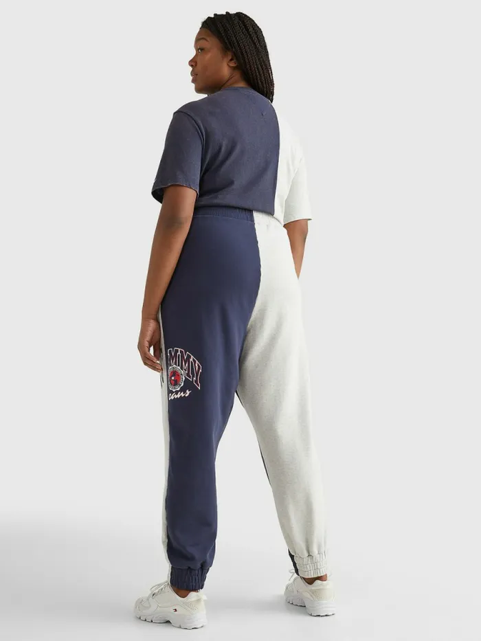 Tommy Hilfiger Curve ColourBlocked Relaxed Joggers Twilight NavyMulti Womens Trousers