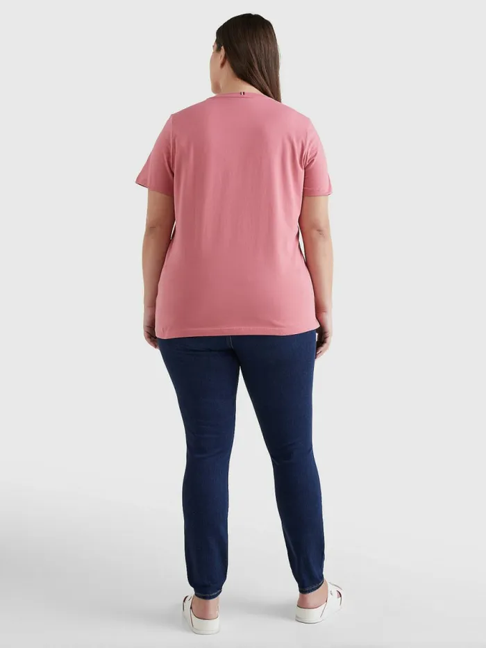 Tommy Hilfiger Curve Curve Signature Graphic Organic Cotton TShirt English Pink Womens TShirts Gift Ideas