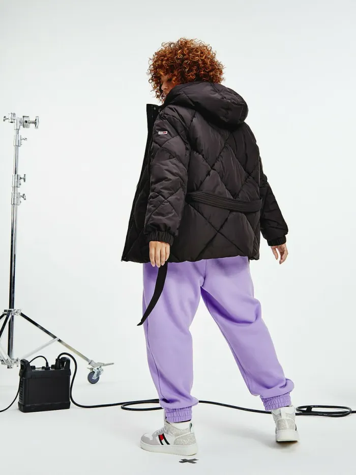 Tommy Hilfiger Curve Diamond Quilted Belted Puffer Jacket Black Womens Coats and Jackets Gift Ideas