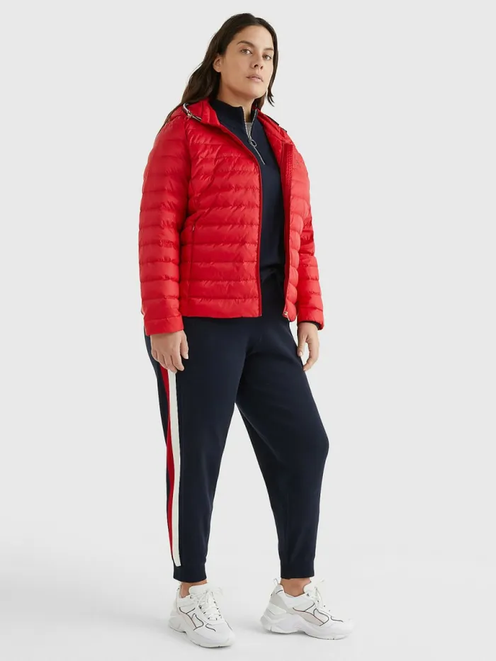 Tommy Hilfiger Curve Essential Removable Hood Padded Jacket Primary Red Womens Coats and Jackets Gift Ideas
