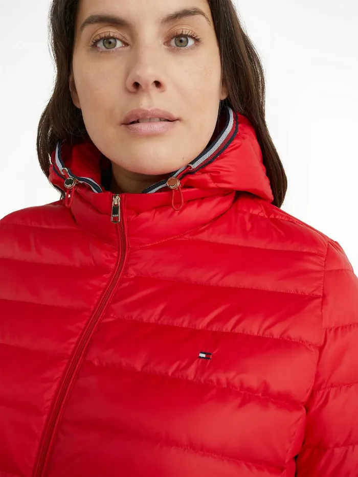 Tommy Hilfiger Curve Essential Removable Hood Padded Jacket Primary Red Womens Coats and Jackets Gift Ideas