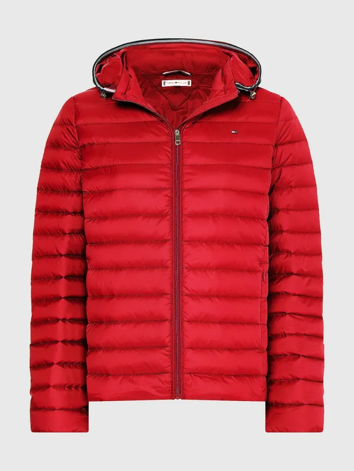Tommy Hilfiger Curve Essential Removable Hood Padded Jacket Primary Red Womens Coats and Jackets Gift Ideas