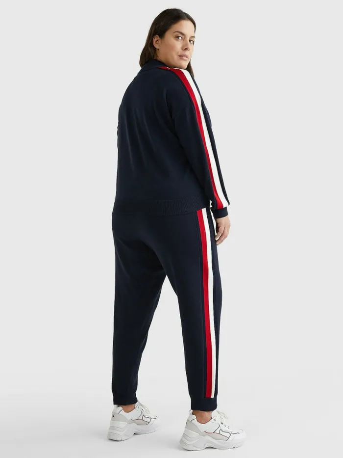 Tommy Hilfiger Curve Half Zip Regular Fit Jumper Desert Sky Womens Knitwear Fashion