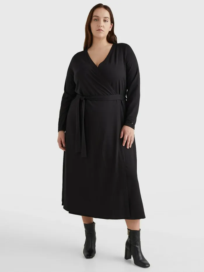 Tommy Hilfiger Curve Long Sleeve VNeck Midi Wrap Dress Black Womens Dresses and Jumpsuits Near Me Tommy Hilfiger Curve Long Sleeve VNeck Midi Wrap Dress Black Womens Dresses and Jumpsuits Near Me