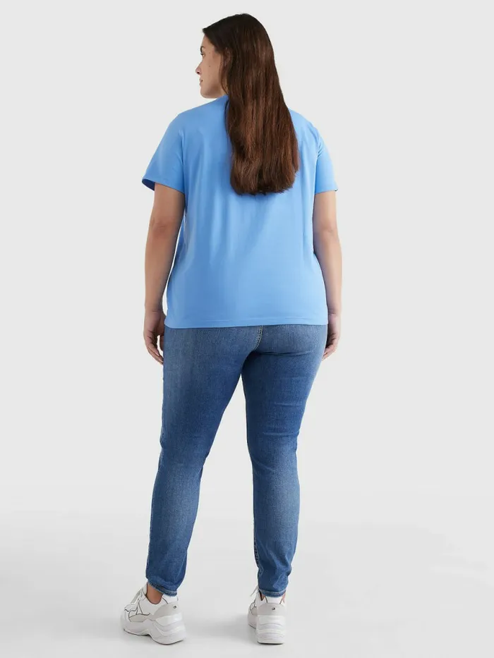 Tommy Hilfiger Curve Organic Cotton Logo TShirt Hydrangea Blue Womens Curve Fashion