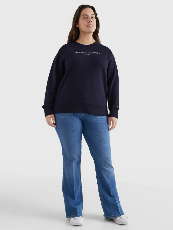 Tommy Hilfiger Curve Organic Cotton Sweatshirt Desert Sky Womens Sweatshirts and Hoodies On Sale
