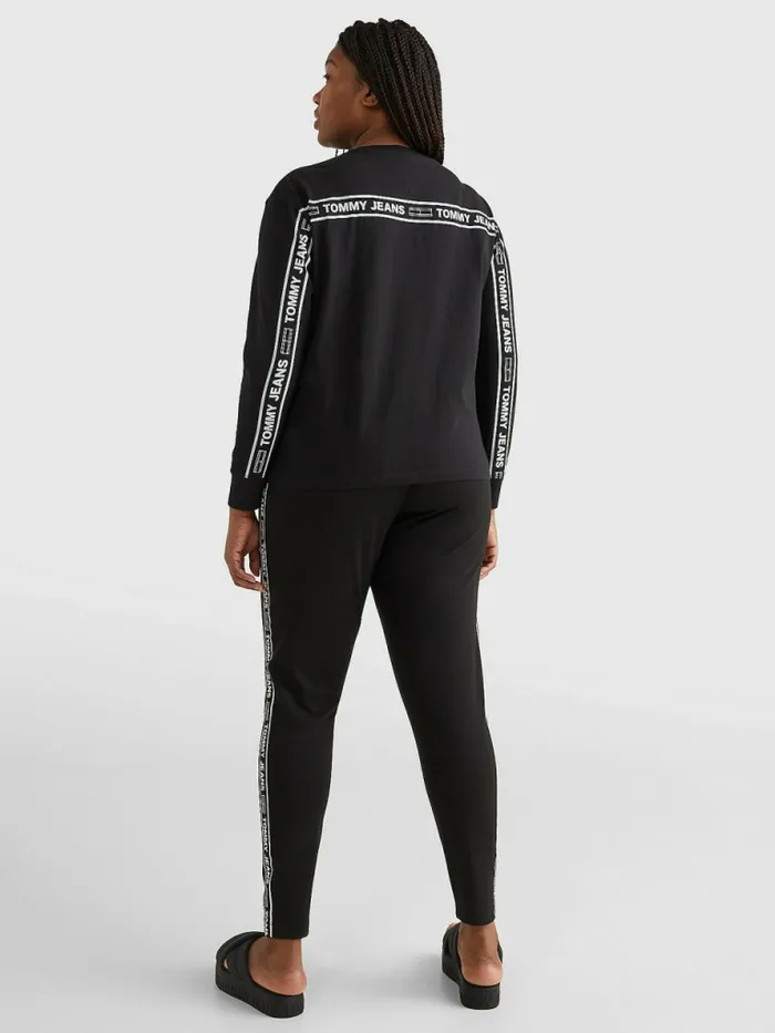Tommy Hilfiger Curve Relaxed Cropped Long Sleeve TShirt Black Womens Curve Fashion