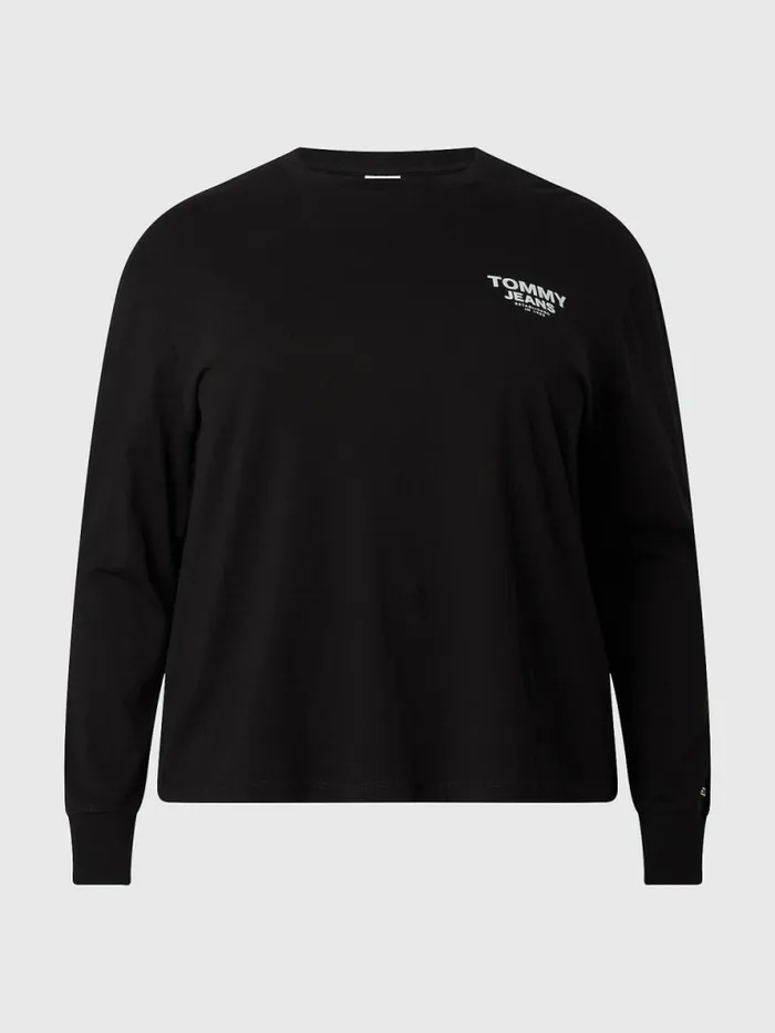 Tommy Hilfiger Curve Relaxed Cropped Long Sleeve TShirt Black Womens Curve Fashion