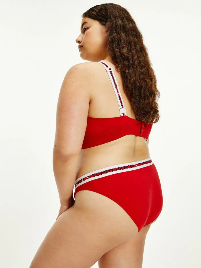 Tommy Hilfiger Curve Repeat Logo Stretch Organic Cotton Briefs Primary Red Womens Lingerie