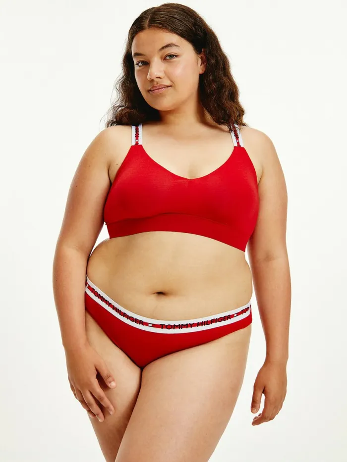 Tommy Hilfiger Curve Repeat Logo Stretch Organic Cotton Briefs Primary Red Womens Lingerie