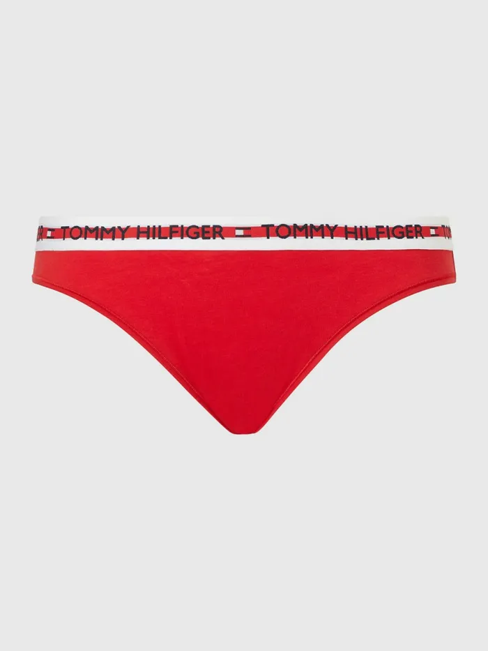 Tommy Hilfiger Curve Repeat Logo Stretch Organic Cotton Briefs Primary Red Womens Lingerie
