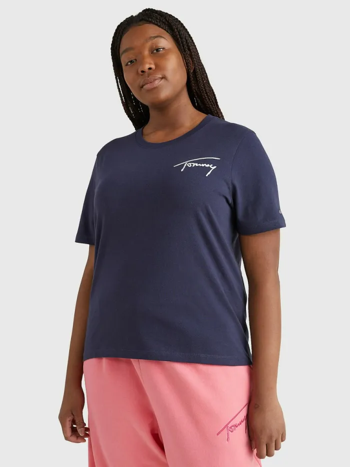 Tommy Hilfiger Curve Signature TShirt Twilight Navy Womens TShirts Gift for Friend Tommy Hilfiger Curve Signature TShirt Twilight Navy Womens TShirts Gift for Friend