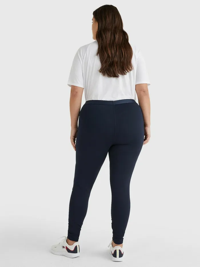Tommy Hilfiger Curve Sport Full Length Waistband Detail Leggings Desert Sky Split Logo Tape Womens CoOrds