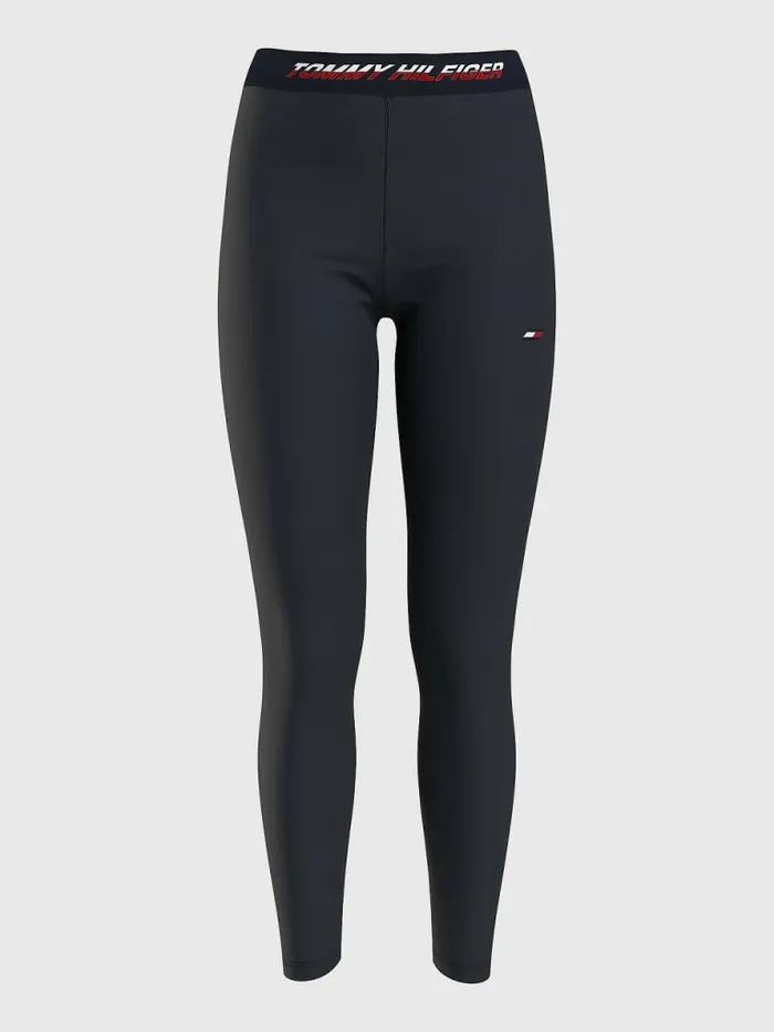 Tommy Hilfiger Curve Sport Full Length Waistband Detail Leggings Desert Sky Split Logo Tape Womens CoOrds