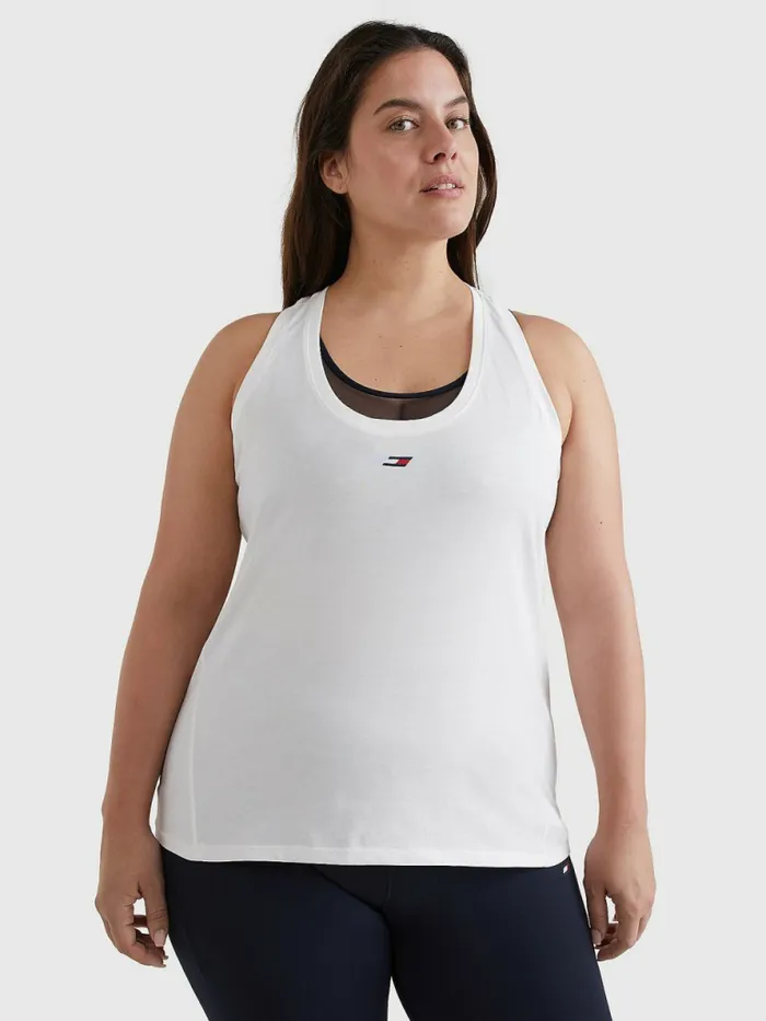 Tommy Hilfiger Curve Sport Organic Cotton Tank Top Ecru Womens Curve Fashion