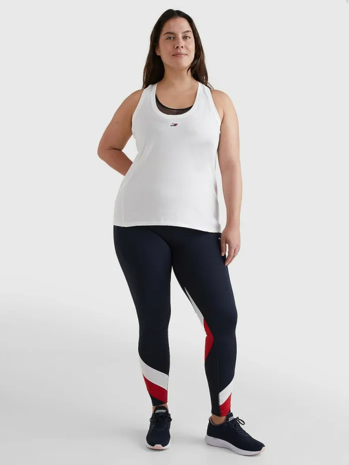 Tommy Hilfiger Curve Sport Organic Cotton Tank Top Ecru Womens Curve Fashion