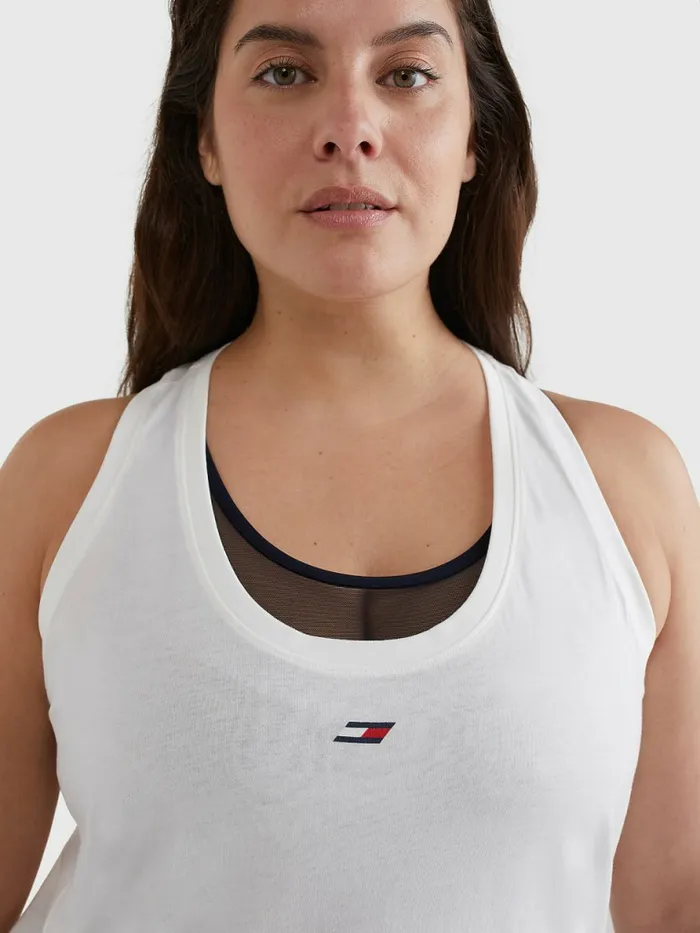 Tommy Hilfiger Curve Sport Organic Cotton Tank Top Ecru Womens Curve Fashion