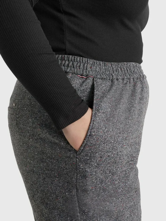 Tommy Hilfiger Curve Tapered PullOn Trousers Grey Neppy Wool Womens Trousers