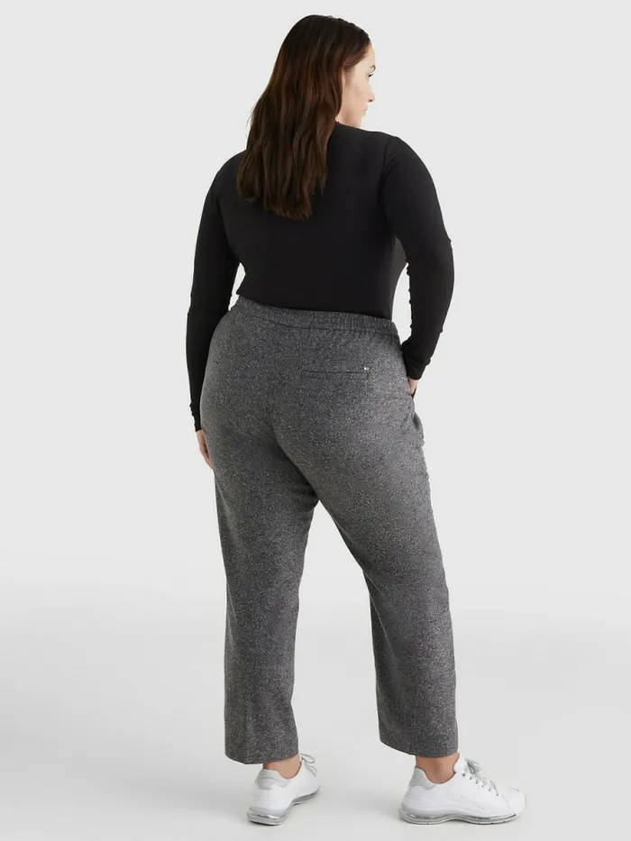 Tommy Hilfiger Curve Tapered PullOn Trousers Grey Neppy Wool Womens Trousers