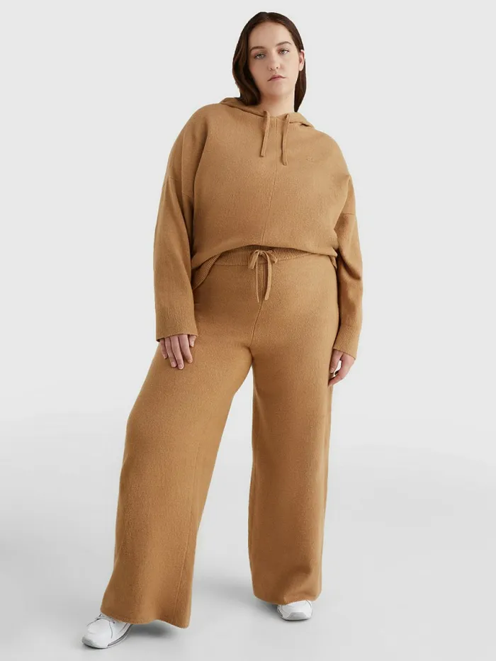 Tommy Hilfiger Curve Th Flex Wide Leg Trousers Countryside Khaki Womens Curve Fashion