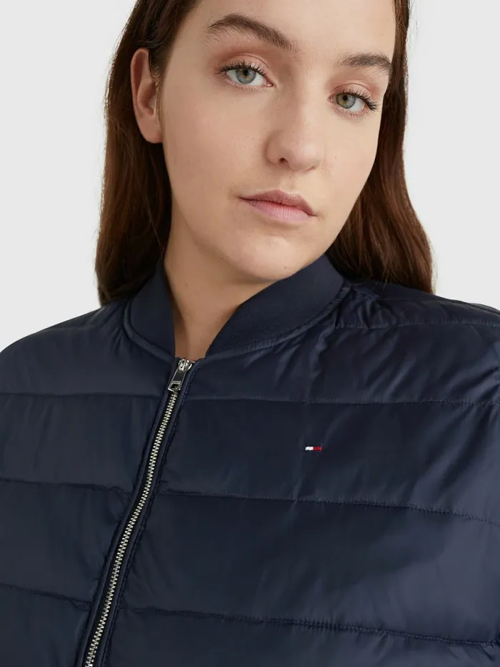 Tommy Hilfiger Curve Th Protect Filled Long Bomber Coat Desert Sky Womens Coats and Jackets Near Me