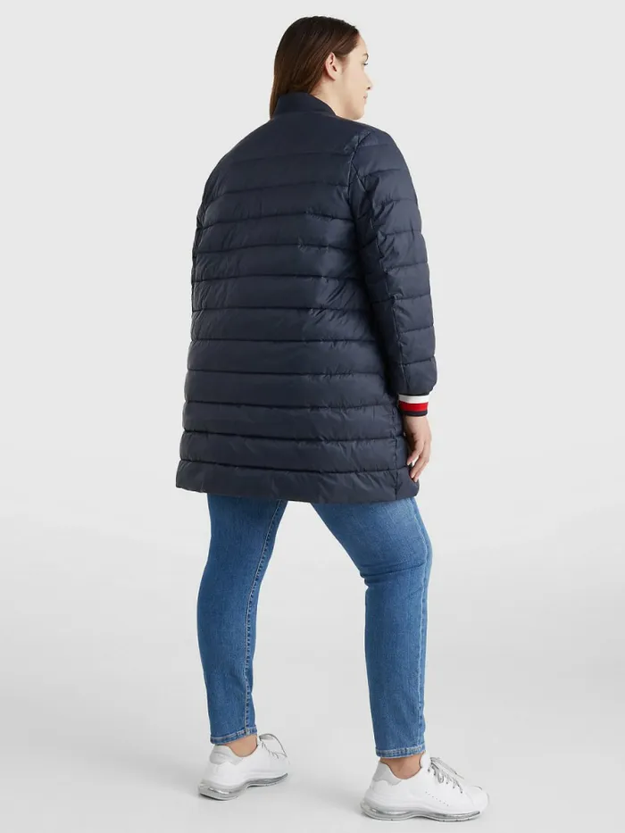 Tommy Hilfiger Curve Th Protect Filled Long Bomber Coat Desert Sky Womens Coats and Jackets Near Me