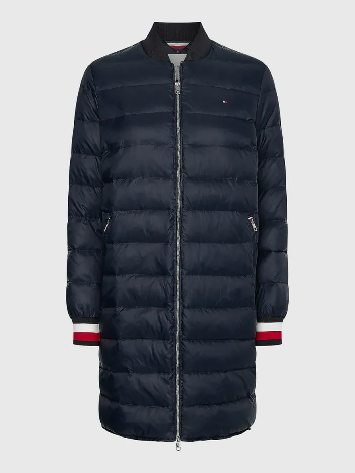 Tommy Hilfiger Curve Th Protect Filled Long Bomber Coat Desert Sky Womens Coats and Jackets Near Me